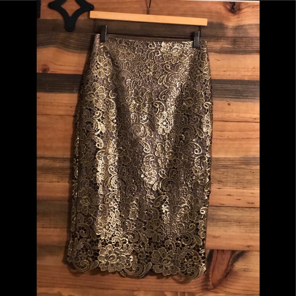 WHBM Metallic Lace Pencil Skirt - Picture 3 of 6